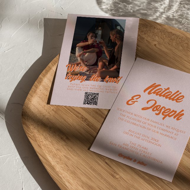 QR-Code Moderne Farbige Farbige Foto-Hochzeit Einladung (Von Creator hochgeladen)