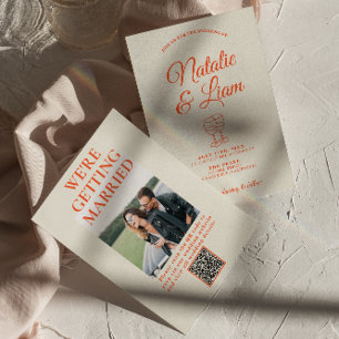 QR-Code Moderne Farbige Handgezeichnete Retro-Hoch Einladung