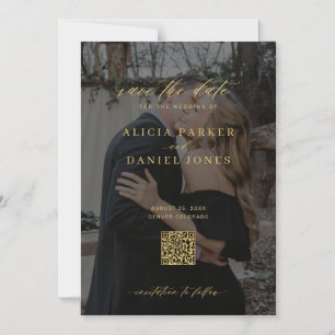 QR-Code moderne Foto-Hochzeit Termin vormerken Magneteinladung