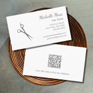 QR-Code Moderne Haare Stylist Grauschere Visitenkarte