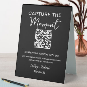 QR-Code Moderne Hochzeit erobern die Liebe Tischaufsteller