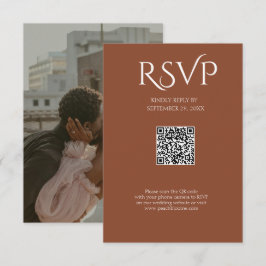 QR-Code Moderne Minimalistische Tiefe Kupfer Hochz RSVP Karte