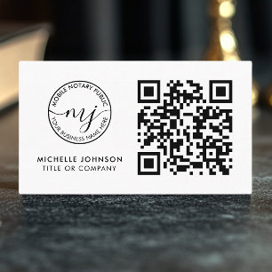 QR Code moderne Notaire blanc Cartes de visite