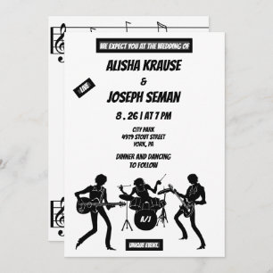 QR Code Moderne Schwarz- und Withe-Musikhochzeit Einladung