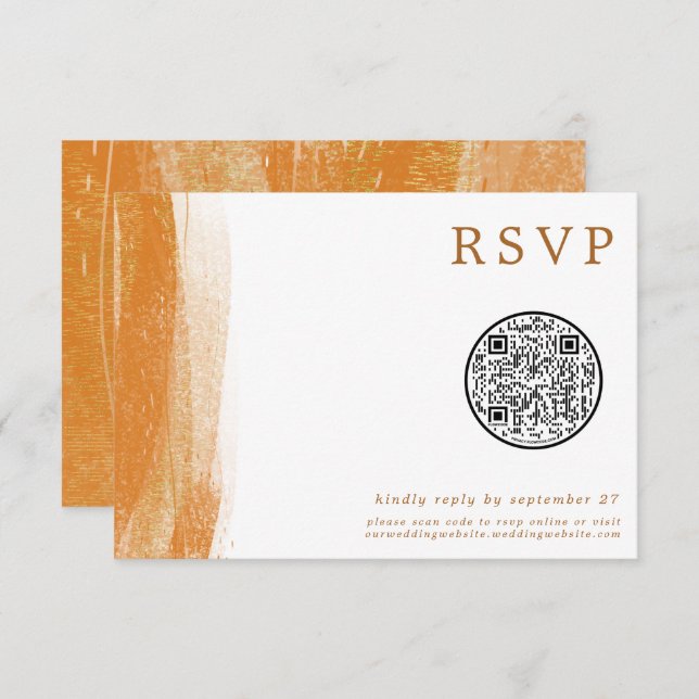 QR Code Moderne Terracotta Gold Foil Mariage RSVP (Devant / Derrière)