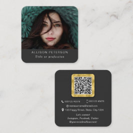QR-Code Modernes, berufliches, scannbares Foto Quadratische Visitenkarte