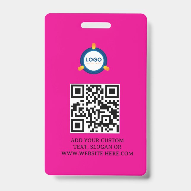 QR-Code | Modernes Black Business-Logo Ausweis (Vorderseite)
