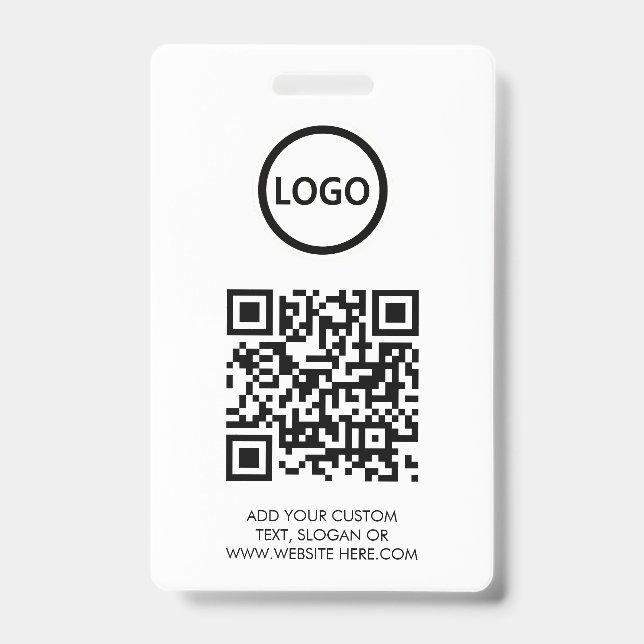 QR-Code | Modernes Black Business-Logo Ausweis (Vorderseite)