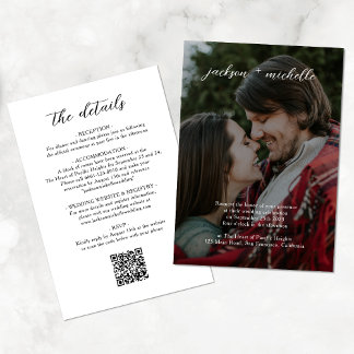 QR-Code | Modernes Budget Foto Script Hochzeit Einladung