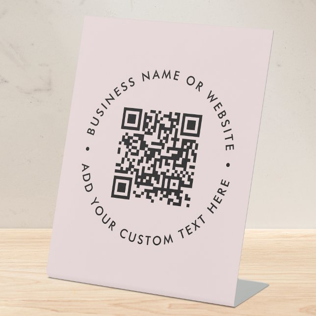 QR-Code | Modernes Business Blink Pink Beruflich Sockelschild (Interactive editable QR code tabletop signs to promote your business, products or services.)