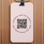 QR-Code | Modernes Business Blush Pink Feminine Gepäckanhänger<br><div class="desc">Ein einfaches,  benutzerdefiniertes,  rosa QR Code Gepäckanhänger Template in einem modernen minimalistischen Stil,  der leicht aktualisiert werden kann mit Ihrem QR-Code,  Geschäftsnamen oder Website und benutzerdefinierten Text,  z... </div>