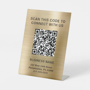 QR-Code Modernes Business Gold Sockelschild