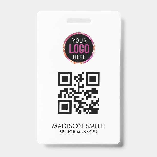 QR-Code | Modernes Business-Logo-Event-Abzeichen Ausweis (Vorderseite)