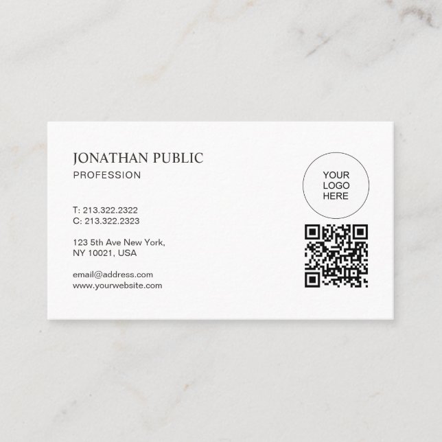 QR-Code Modernes Hochladen Ihres Logos Professione Visitenkarte (Vorderseite)