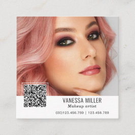 QR Code Modernes Make-up Artist Quadrat Quadratische Visitenkarte