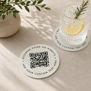 QR-Code   Modernes, Minimalistisches, einfaches Gr Runder Pappuntersetzer