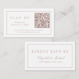 QR-Code Modernes Minimalistisches Monogramm Dusty- Begleitkarte