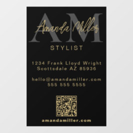 QR-Code Modernes Minimalistisches Monogramm Schwar Fensteraufkleber