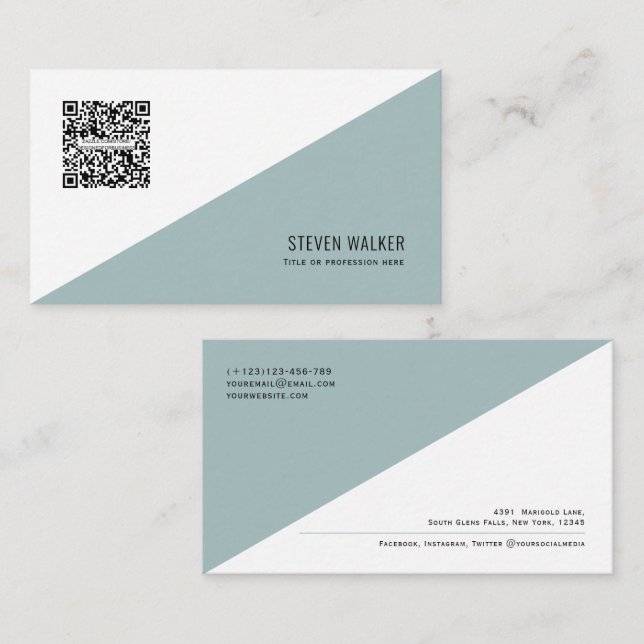 QR-Code Modernes, Minimalistisches, sauberes Beruf Visitenkarte (Vorne/Hinten)
