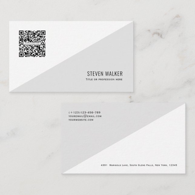 QR-Code Modernes, Minimalistisches, sauberes Beruf Visitenkarte (Vorne/Hinten)