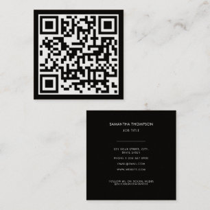 QR-Code Modernes, Minimalistisches Scannerschwarz Quadratische Visitenkarte