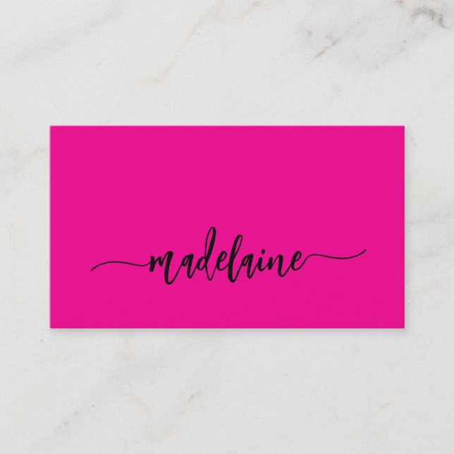 QR Code Modernes, rosa Schwarzes Elegant Visitenkarte (Vorderseite)