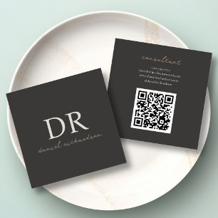Qr Code Modernes Schwarzes Ästhetisches Anfangsmon Quadratische Visitenkarte