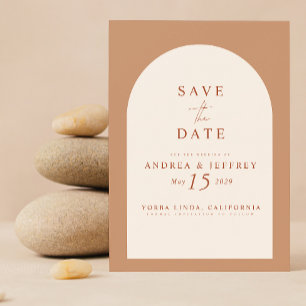 QR-Code Modernes Terracotta-Arch-Foto Save the Dat Date
