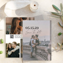 QR Code Modernes Vellum Overlay Script 4 Foto Save The Date