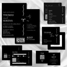 QR Code Monochrome Schwarz-Weiß-Budget Hochzeit