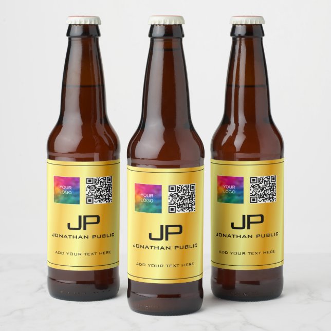 QR-Code-Monogramm-Vorlage für Unternehmen Bierflaschenetikett (Flaschen)