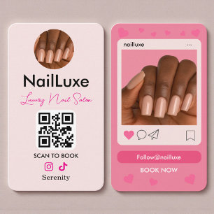 QR-Code Nageltechnikerin Blush Pink Foto Visitenkarte