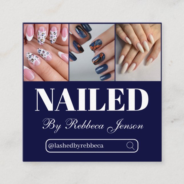 QR Code Nail Specialist Artist Moderne Typografie Quadratische Visitenkarte (Vorderseite)