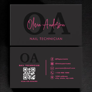 QR Code Nail Specialist Artist Moderne Typografie Visitenkarte