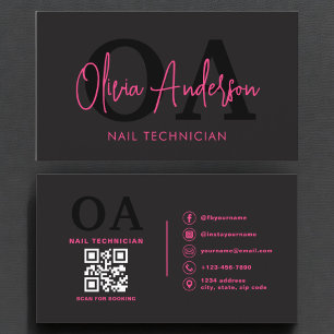 QR Code Nail Specialist Artist Moderne Typografie Visitenkarte