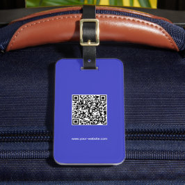 QR-Code, Name & Info, Blau & Weiß, elegant Gepäckanhänger