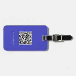 QR-Code, Name & Info, Blau & Weiß, elegant Gepäckanhänger