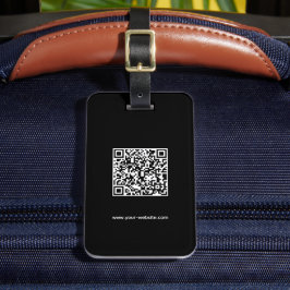 QR-Code, Name & Info, Schwarz & Weiß, elegant Gepäckanhänger