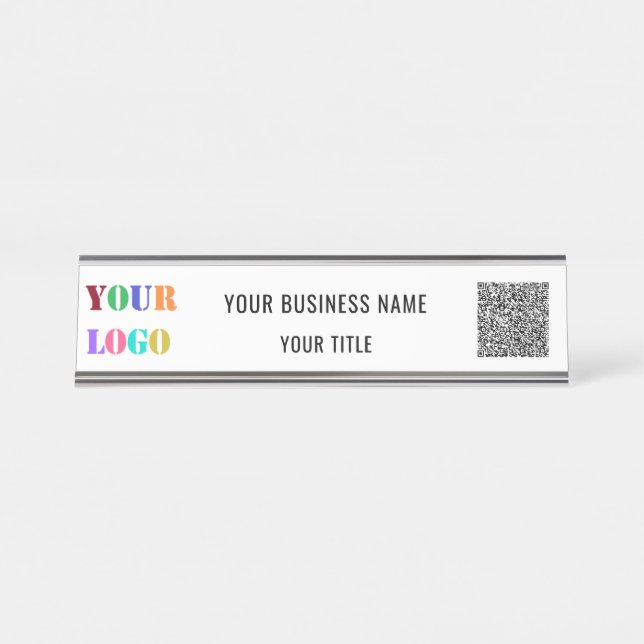 QR-Code Name Text-Logo Firmendatenträger Namenspla Schreibtischnamensplakette (Vorderseite )