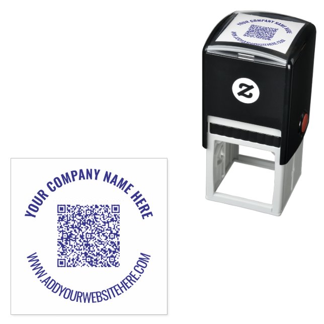 QR-Code Name Website Business Round-Briefmarke Permastempel (Beispiel)