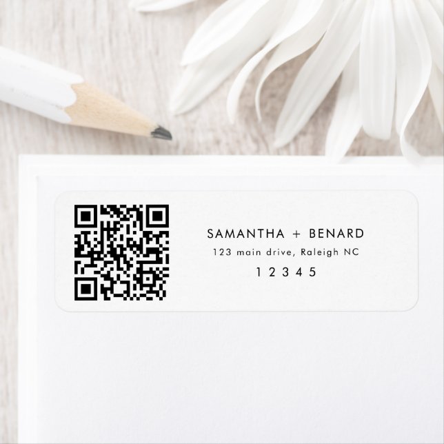 QR-Code Namen des Paares Hochzeit Rücksendeadresse (Insitu)