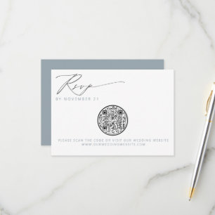 QR Code Nautical Beach Seashell Wedding RSVP Karte
