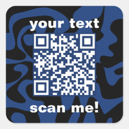 QR Code Navy Blue und Black Dunkel Modern Quadratischer Aufkleber