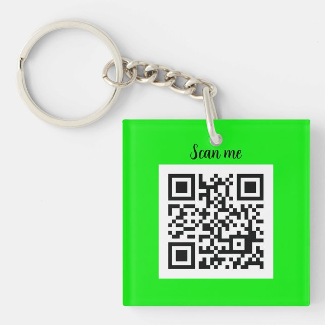 QR-Code Neon Green Elegant Gelbes Geschäft Schlüsselanhänger (Vorderseite)