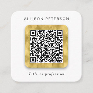 QR-Code-Netzwerk einfache moderne Gold Square Quadratische Visitenkarte