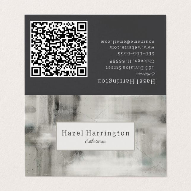 QR-Code Neutrale Abstrakte geklappte Visitenkarte Visitenkarten (Außenseite Aufgefaltet)