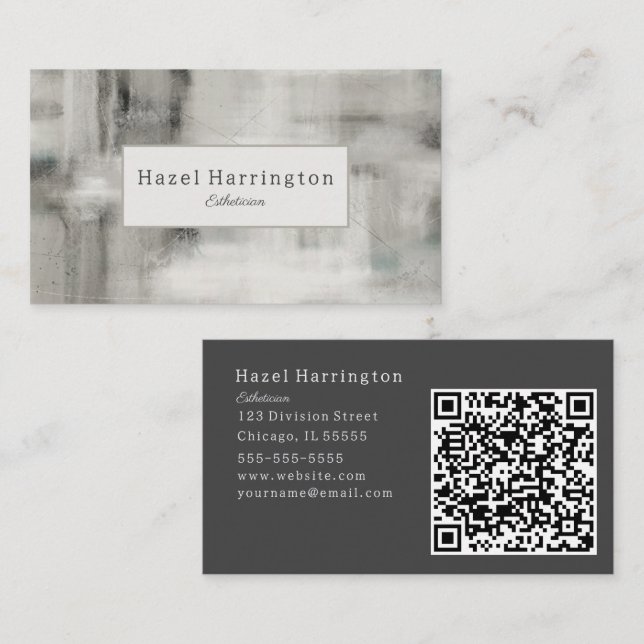 QR-Code Neutrale Abstrakte Visitenkarte Soft Gray (Vorne/Hinten)