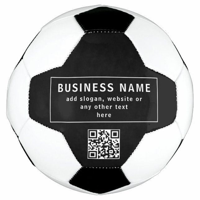 QR-Code oder Logo hochladen | Modern Schwarz Fußball (Vorderseite)