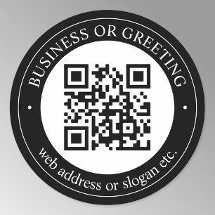 QR-Code oder Logo hochladen Modern Schwarz Runder Aufkleber