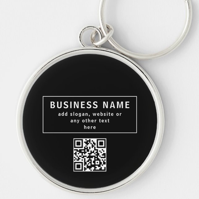 QR-Code oder Logo hochladen | Modern Schwarz Schlüsselanhänger (Vorne)